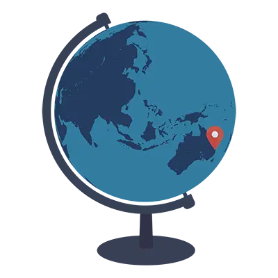 Sydney pin location on world globe